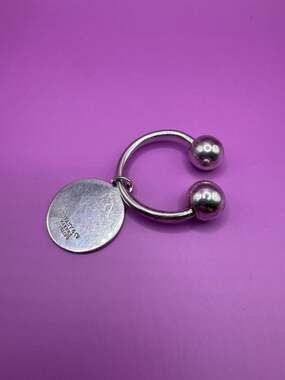 Tiffany & Co. Makers Sterling Silver Round Charm Screw Ball Key Ring